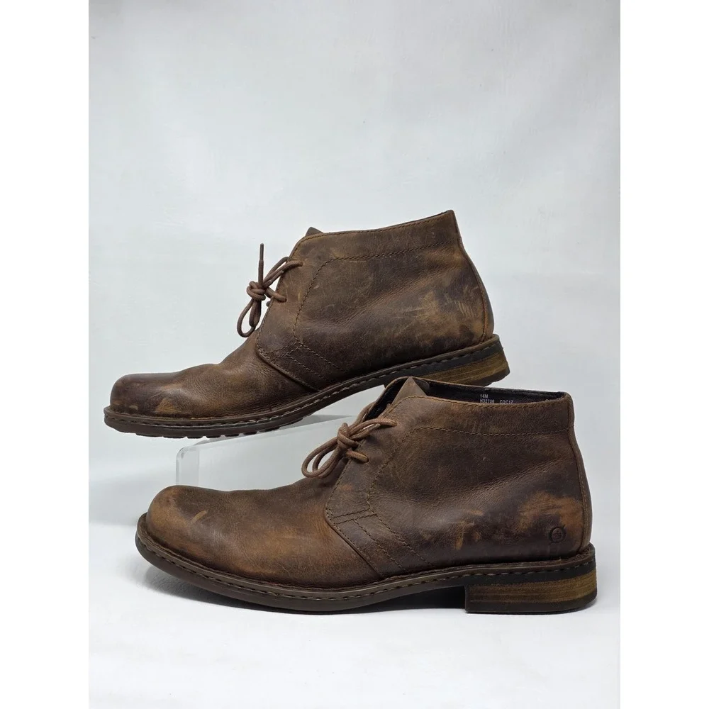 Born Harrison Men's Leather Casual Distressed Chukka Boot Sz 14M Brown Pre-owned